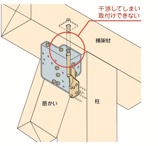 筋かい金物の施工 羽子板ボルトと筋かい金物の干渉 誤った取付け方2 5 匠の別冊