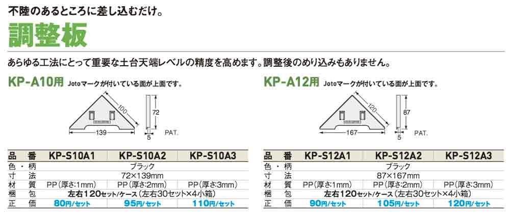 最大52％オフ！ 城東テクノ キソパッキンロング用調整板 KP-L120 KP-L120MS KP-L150用 左右30セット入り 厚さ：2mm  ブラック KP-SL1202