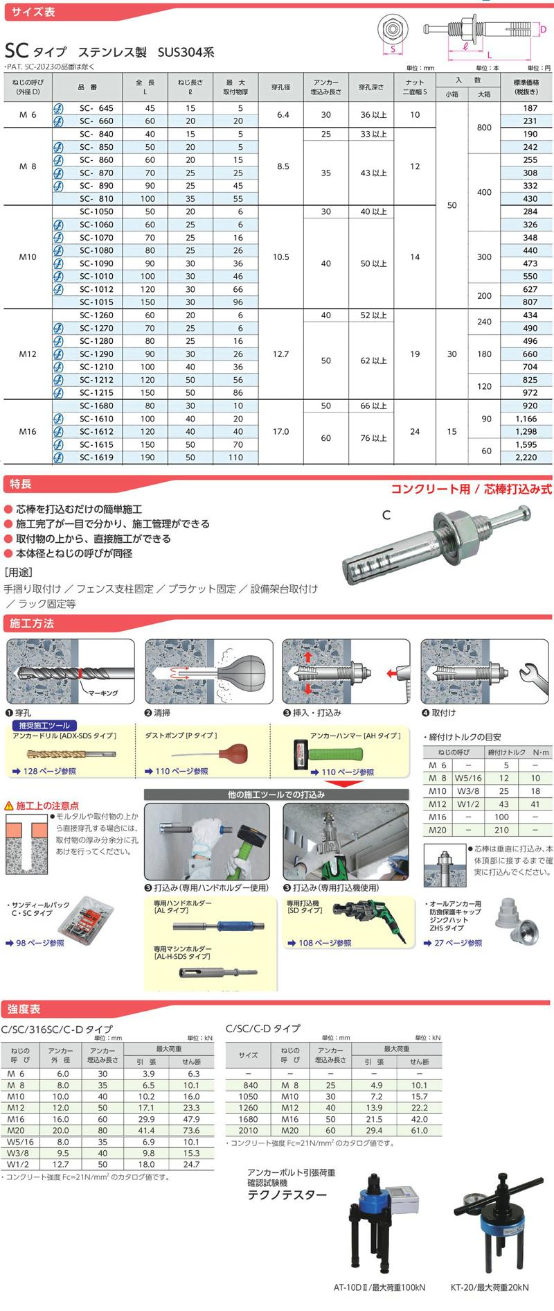 サンコーテクノ 【50個セット】ステンレス オールアンカー SC-1015